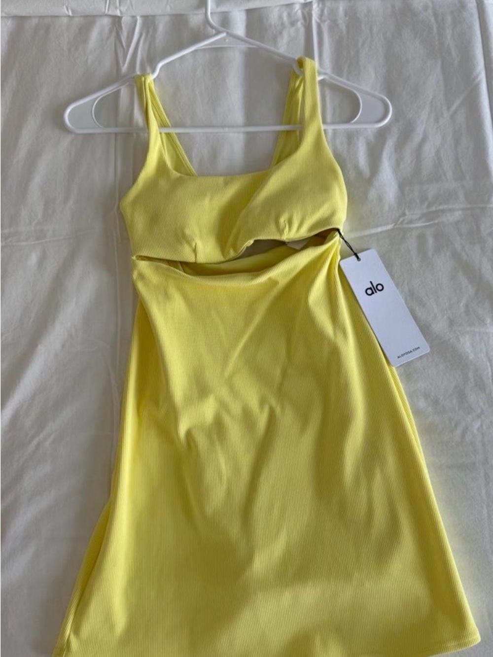 ALO Yoga Yellow Cutout Mini Dress